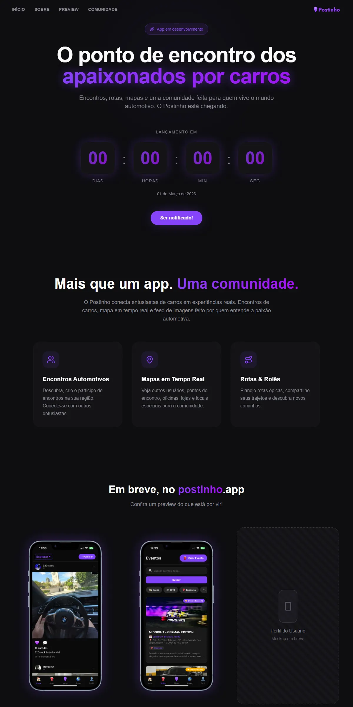 Página inicial de Postinho
